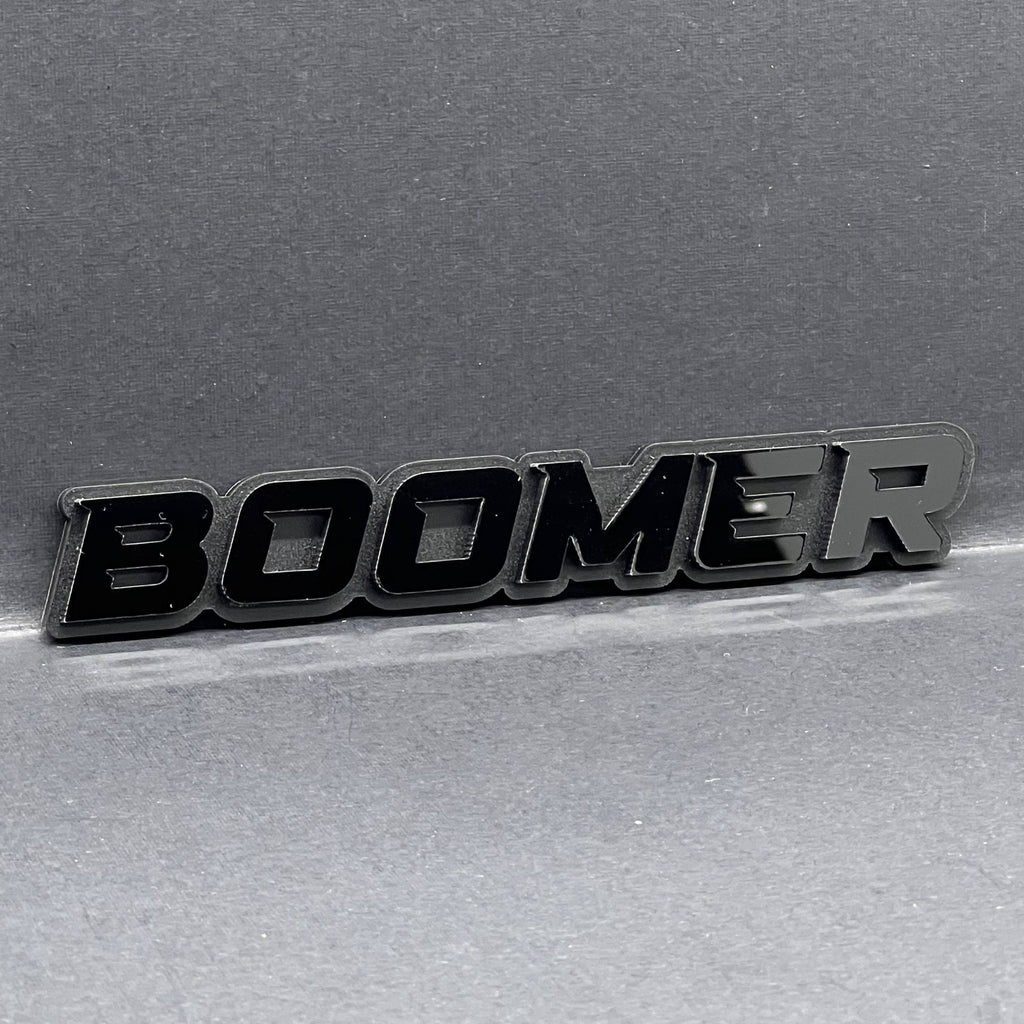 1PC BOOMER Badge – Custom 3D Multicolor Acrylic Car Fender & Trunk Sticker Decal