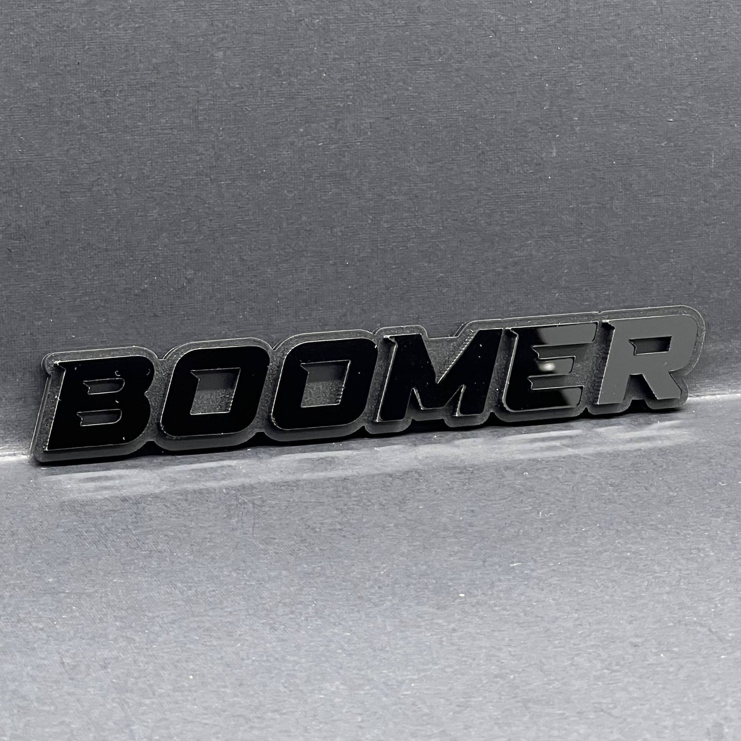 1PC BOOMER Badge – Custom 3D Multicolor Acrylic Car Fender & Trunk Sticker Decal