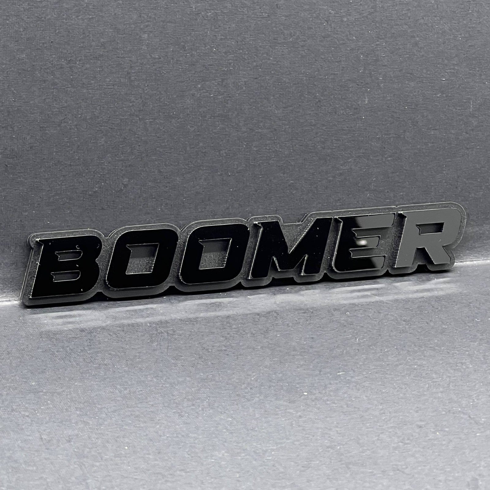1PC BOOMER Badge – Custom 3D Multicolor Acrylic Car Fender & Trunk Sticker Decal
