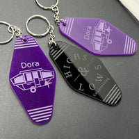 Personalized Hotel Key Tag – Black Keychain with Custom Logo & Room Number