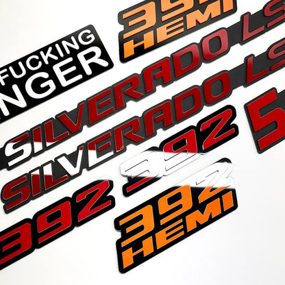 Customized Car Acrylic Emblem Badge MULTI COLOR Custom Text Names