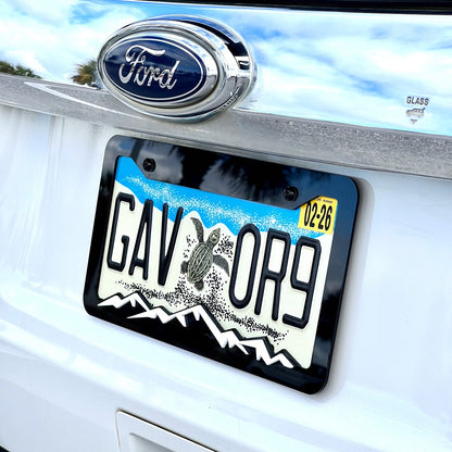 MOUNTAINS COLOR CHOICE LICENSE PLATE FRAME-HIKING-MOUNTAINS-CAMPING