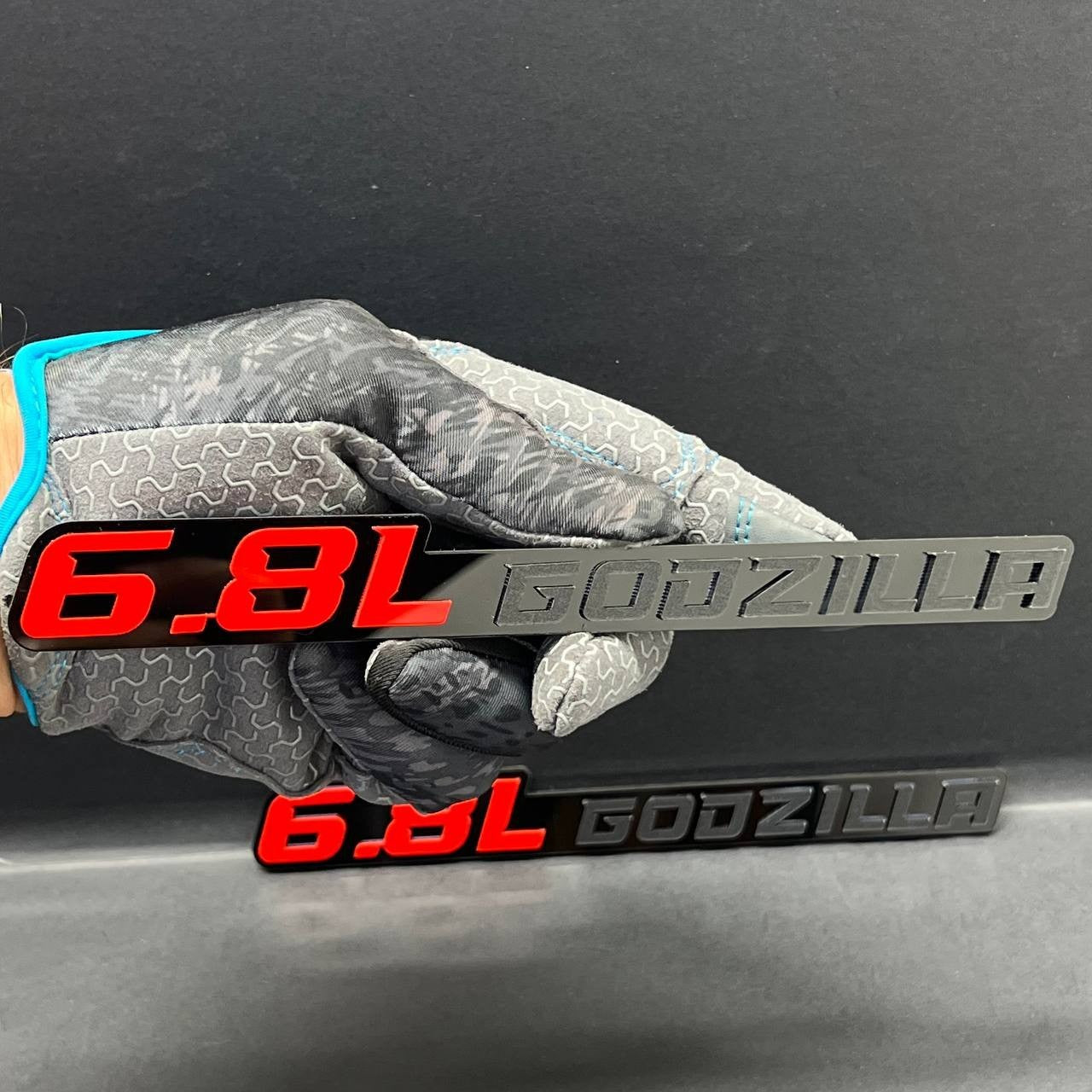 6.8L GODZILLA EMBLEMS QTY 2 FENDER EXTERIOR 6.8L ENGINE BADGE PAIR 3D EMBLEMS