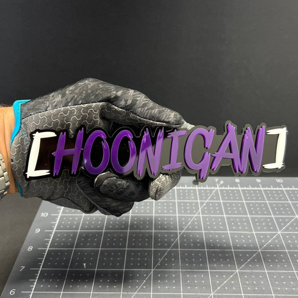 HOONIGAN 3D Emblem Set – 2PCS Multicolor Acrylic JDM Drift Car Fender Decals