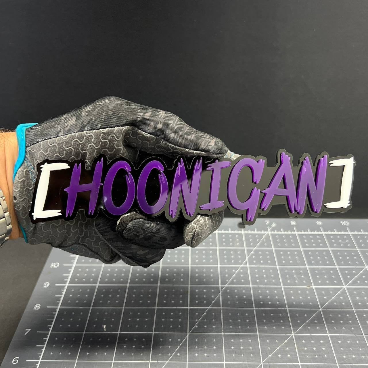 HOONIGAN 3D Emblem Set – 2PCS Multicolor Acrylic JDM Drift Car Fender Decals