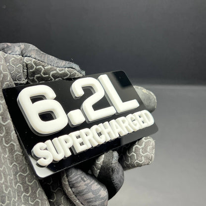 1PC 6.2L SUPERCHARGED – Acrylic Tailgate or Fender Badge for Car, SUV, Truck