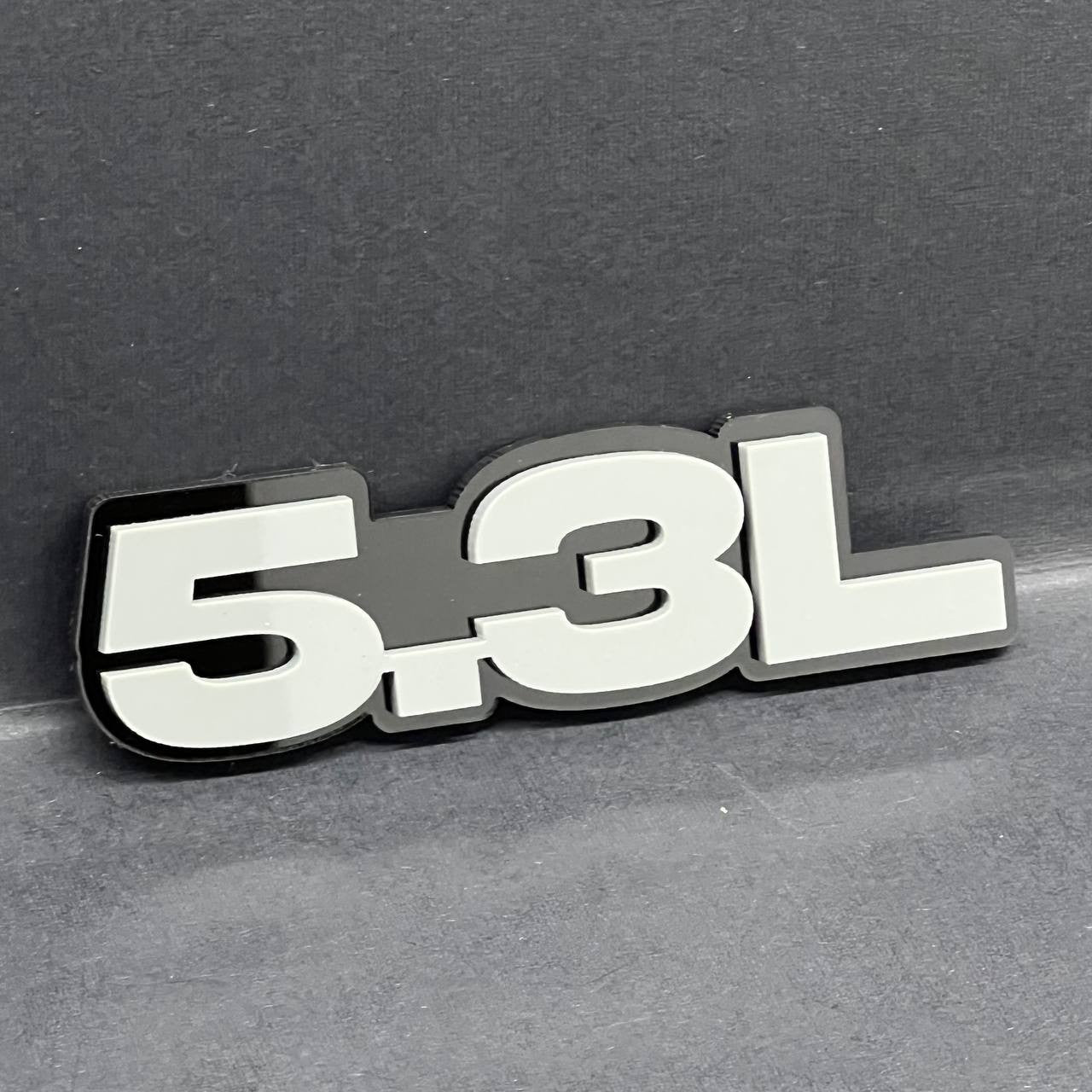 5.3L Engine Emblem Badge Pair – Gray 3D Fender Stickers (2PCS)