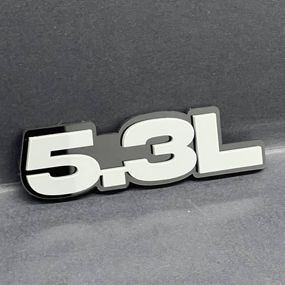 5.3L Engine Emblem Badge Pair – Gray 3D Fender Stickers (2PCS)