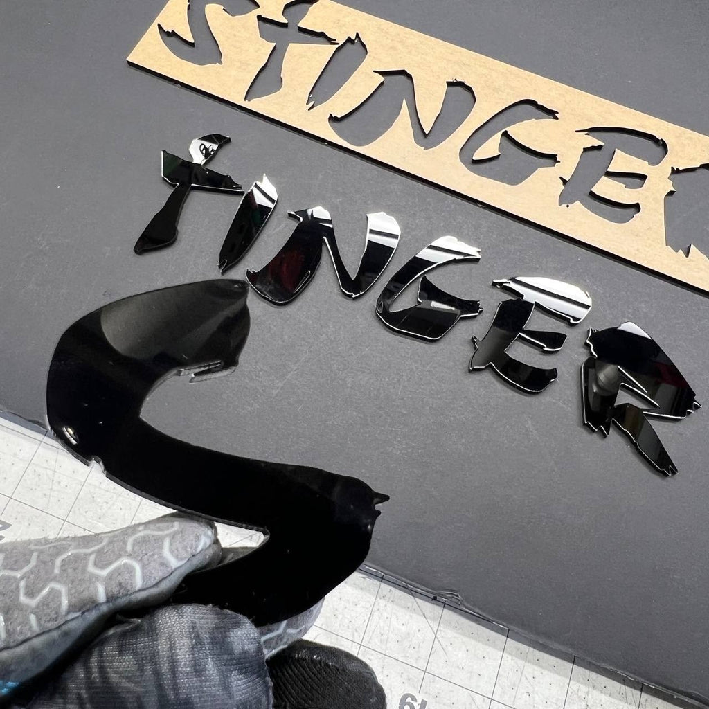 1pcs KIA STINGER Black 3D Emblem Badge – Acrylic Car Fender & Trunk Decal