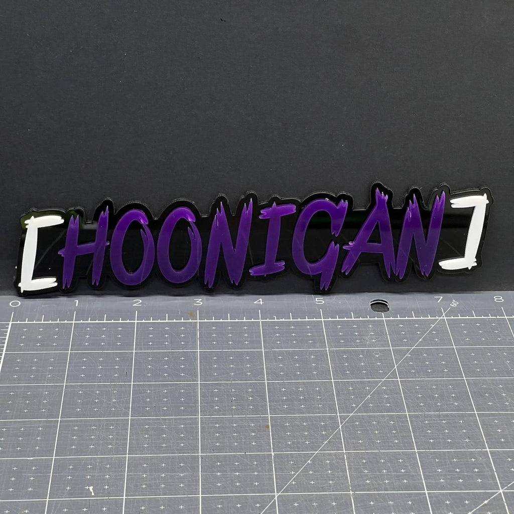 HOONIGAN 3D Emblem Set – 2PCS Multicolor Acrylic JDM Drift Car Fender Decals
