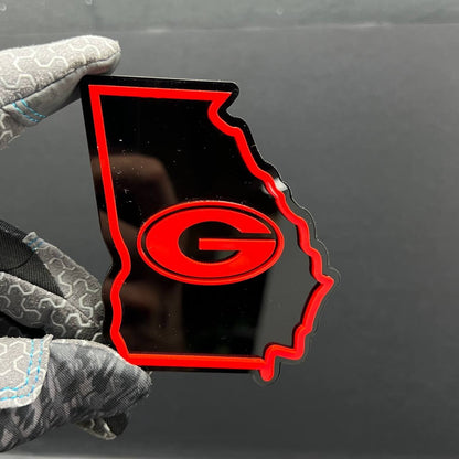 1PC Georgia Bulldogs Emblem – 3D Multicolor Acrylic Car & SUV Badge