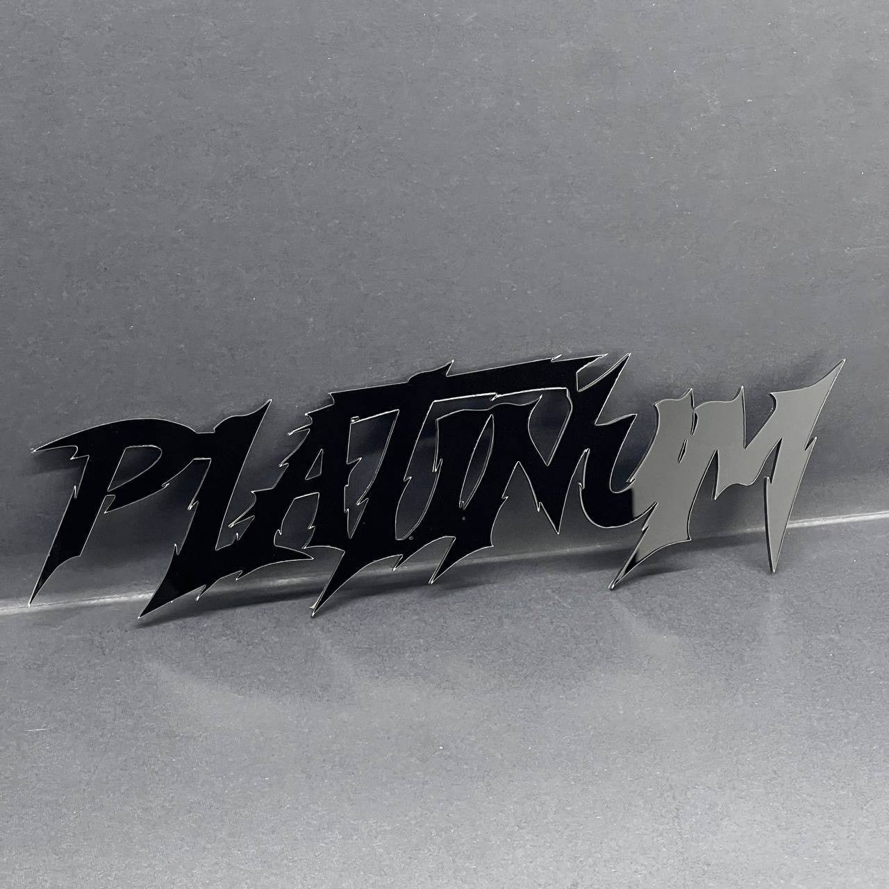 1PC PLATINUM Emblem – Black Acrylic Fender or Tailgate Badge for Car, SUV, Truck