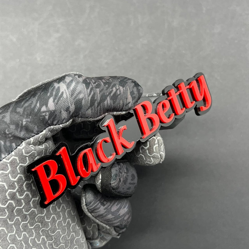 1PC Black Betty Emblem – 3D Multicolor Acrylic Fender & Trunk Car Badge Decal
