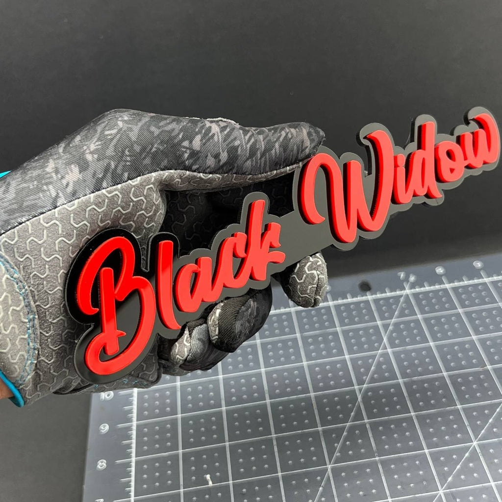 1PC Black Widow Emblem – 3D Multicolor Acrylic Car, SUV, or Truck Badge Decal