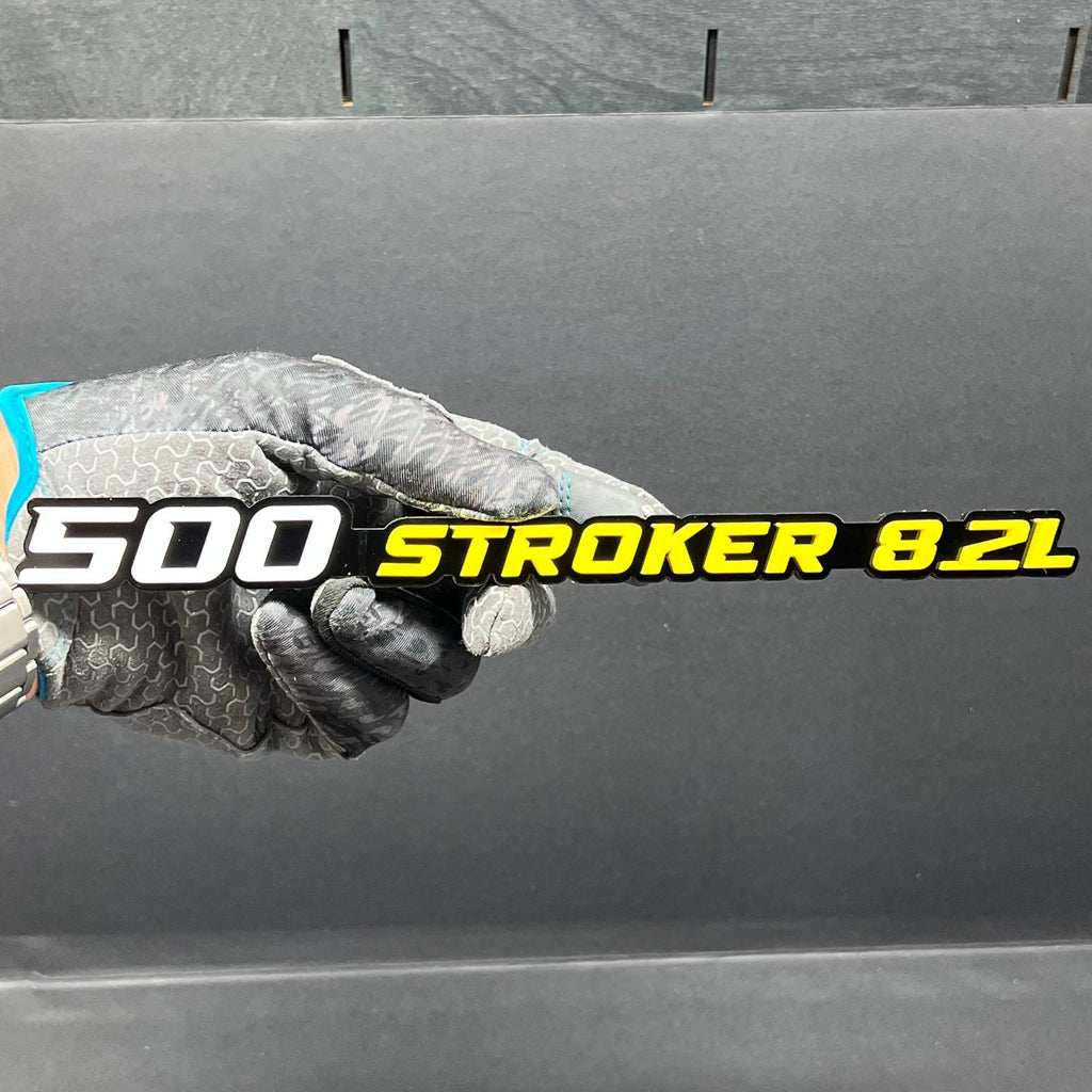 500 STROKER 8.2L 3D Emblems – Pair of Acrylic Engine Fender Badges (2PCS)