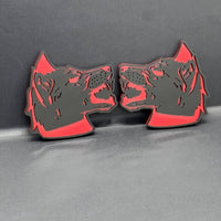 2PCS Wolf Emblem Badges Car Truck Fender Angry Aggressive Racing Style Decal