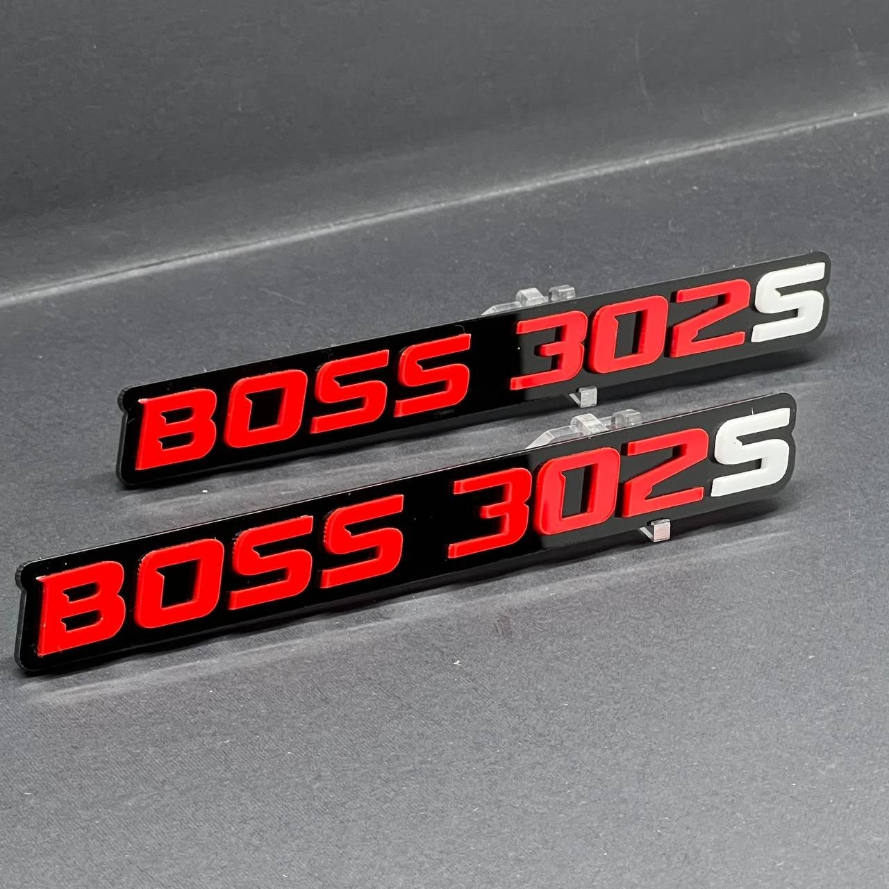 2PCS BOSS 302S Emblems – 3D Multicolor Acrylic Fender & Tailgate Badge Decals