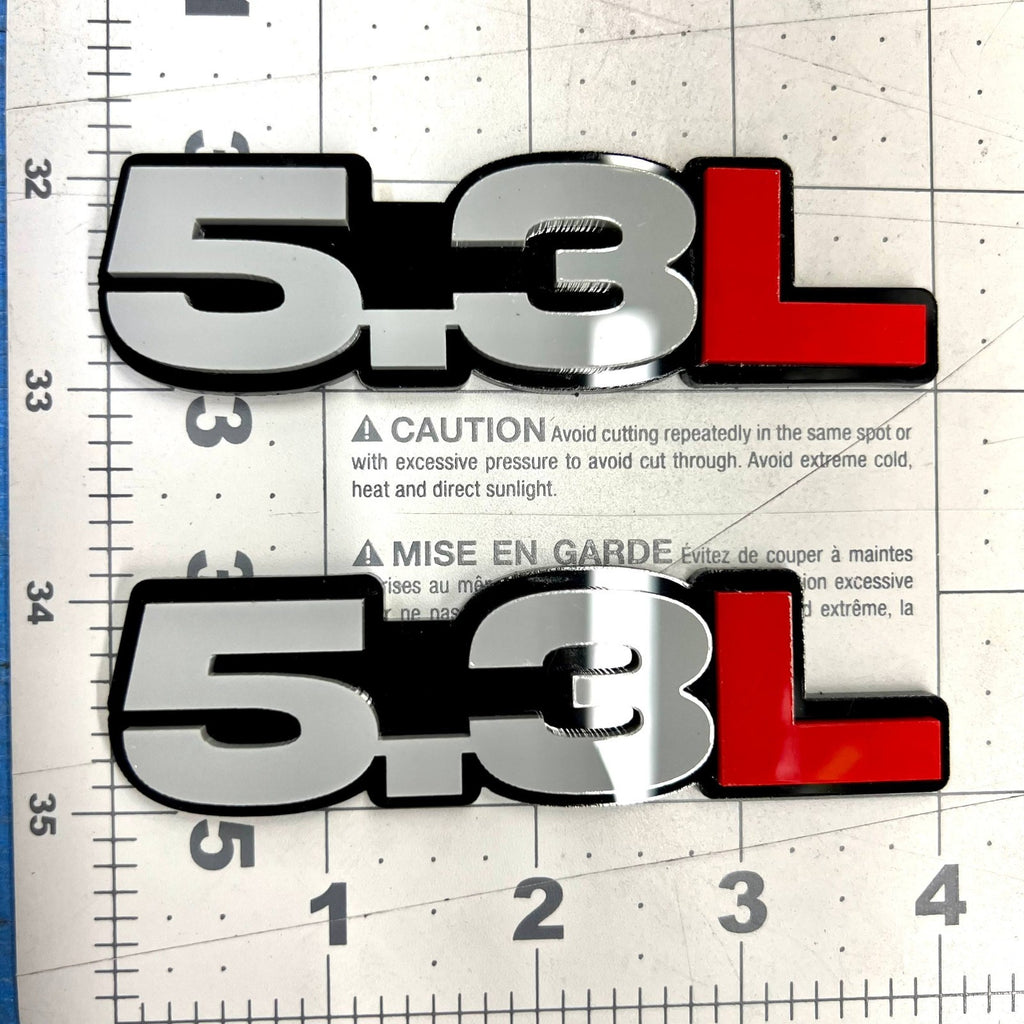 2PCS 5.3L Engine 3D Emblems – Fender & Trunk Badge Pair for Car & Truck