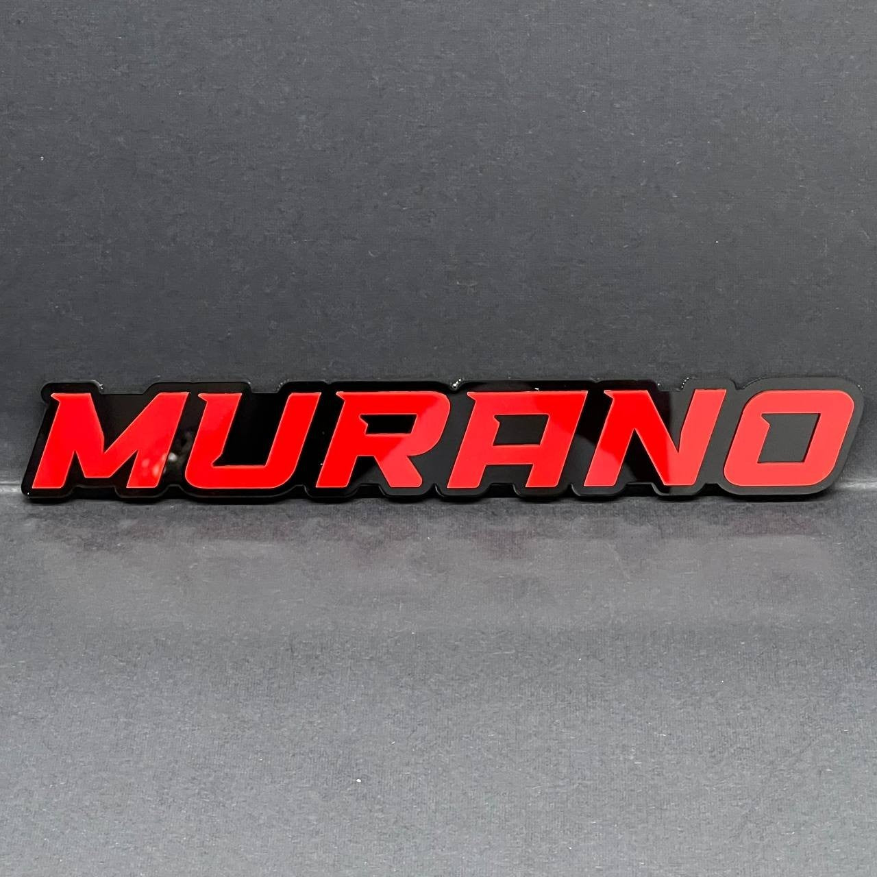 1PC MURANO Emblem – Red on Black 3D Acrylic Fender or Tailgate Badge for Car