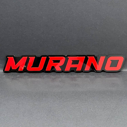 1PC MURANO Emblem – Red on Black 3D Acrylic Fender or Tailgate Badge for Car