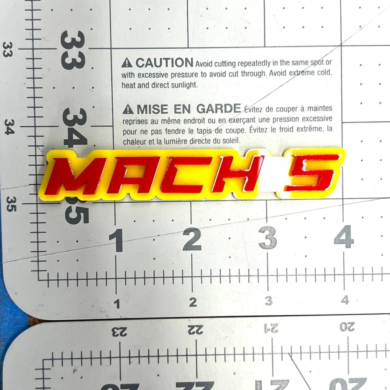 1pc MACH 5 Emblem – 3D Multicolor Acrylic Car, Truck & SUV Exterior Badge