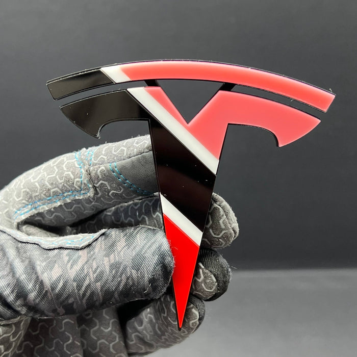 2PCS Tesla 3D Emblems – Custom Multicolor Acrylic Fender & Trunk Badges