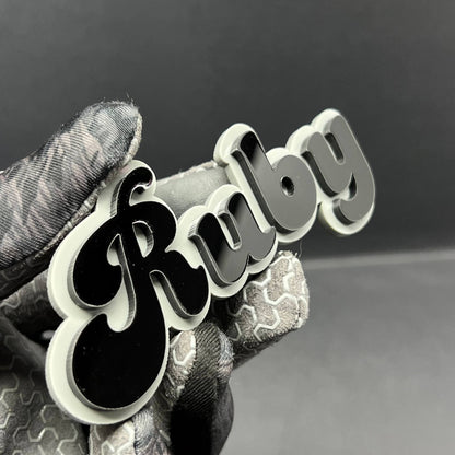 1pc RUBY 3D Acrylic Badge – Custom Exterior Emblem for Car, SUV & Truck