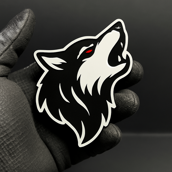 1PC WOLF Emblem – 3D Acrylic Tailgate Badge Decal for Car, Truck, SUV
