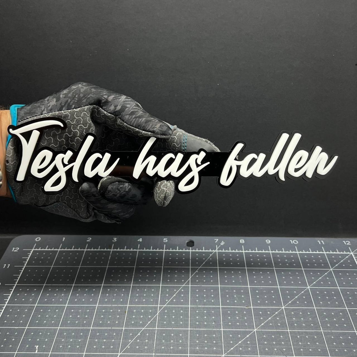 1x Tesla Has Fallen Badge Multicolor 3D Acrylic Emblem for Car Fender & Tailgate