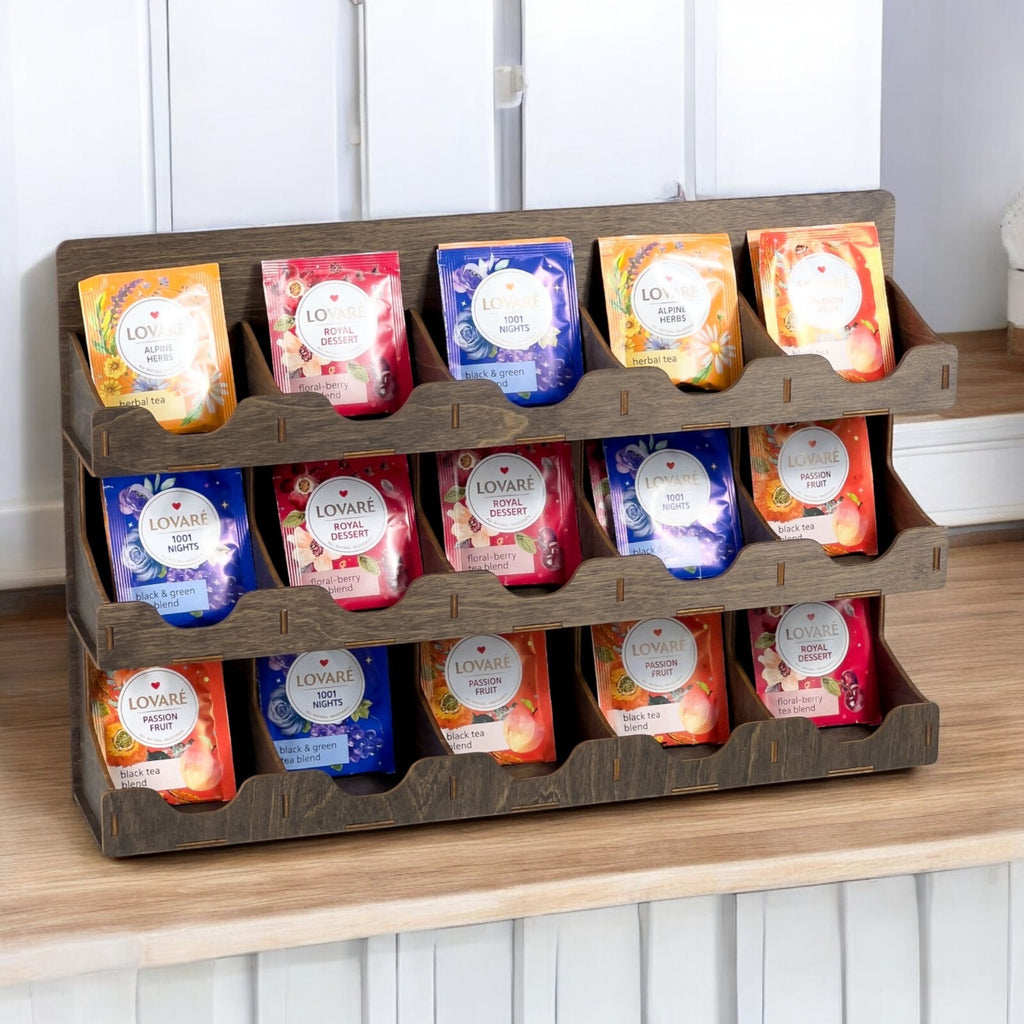 Wooden Tea Box Storage Oranizer Tea Bag Holder tea shelf organizer