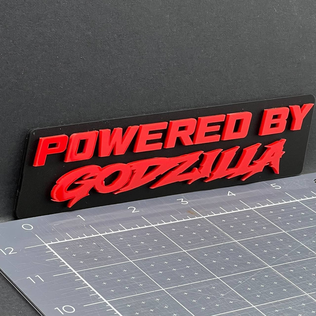 1PC POWERED BY GODZILLA Emblem – 3D Exterior Badge Decal for Trunk Fender Door