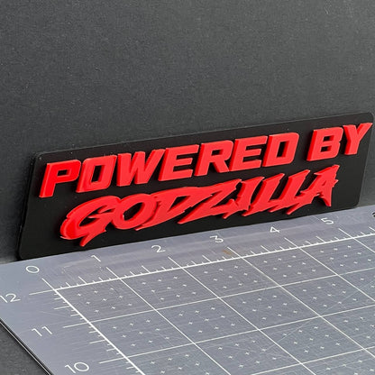 1PC POWERED BY GODZILLA Emblem – 3D Exterior Badge Decal for Trunk Fender Door