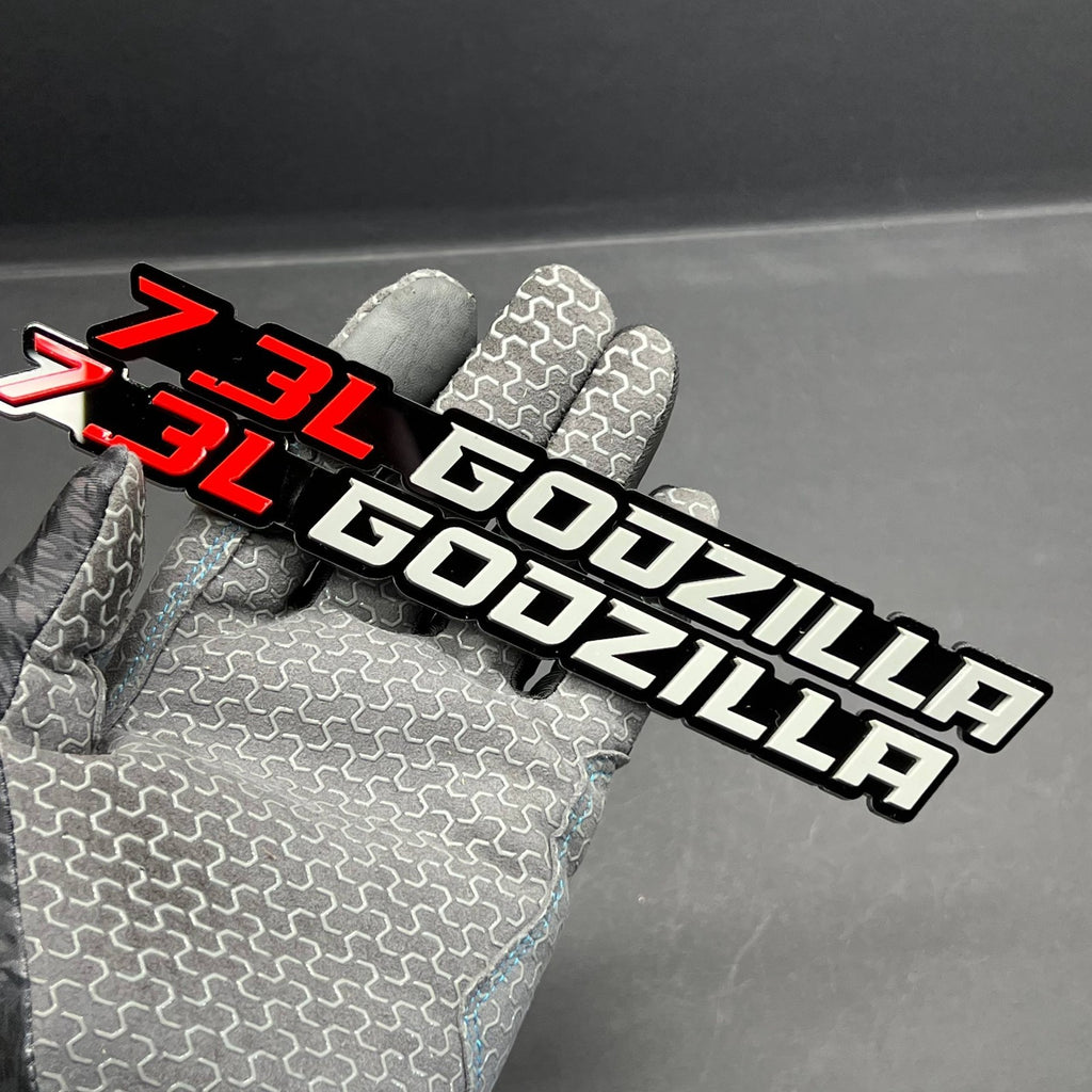 2PCS 7.3L GODZILLA 3D Emblems – Fender Badges for Ford Engine Truck & SUV