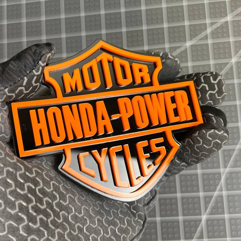 HONDA POWER 3D Emblem – Durable Multicolor Acrylic Motorcycle Badge (1PC)