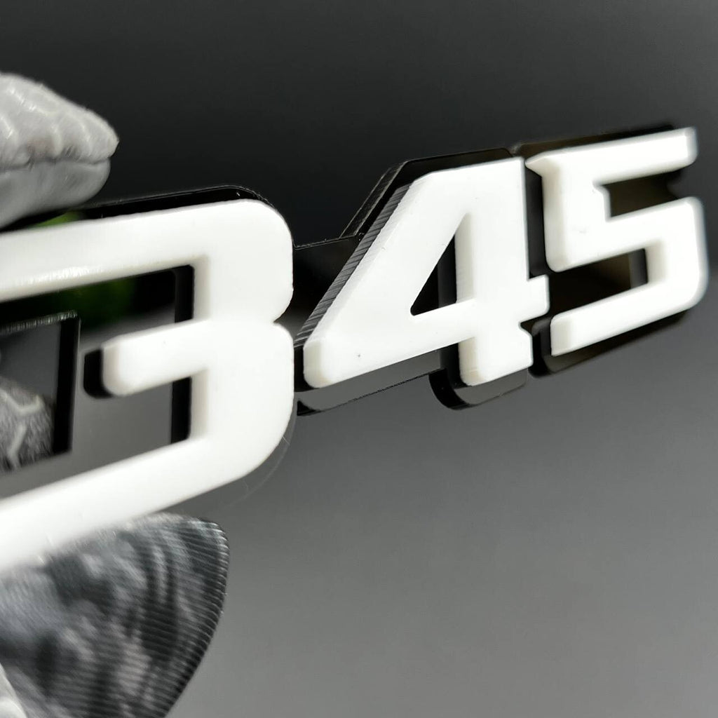 2x White black 345 Hemi Emblems 345 Side Fender Badge 3D for 345 Emblem