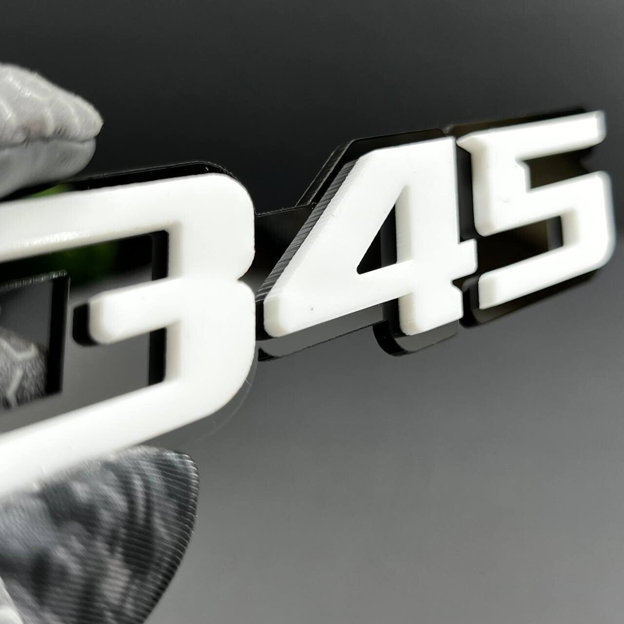 2x White black 345 Hemi Emblems 345 Side Fender Badge 3D for 345 Emblem