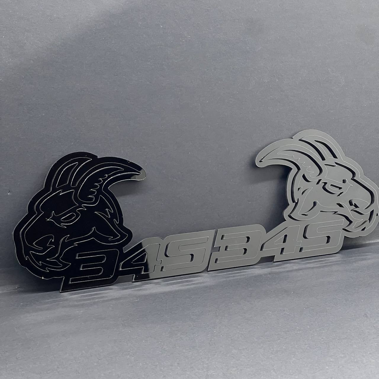 345 Angry Goat Emblem Badges (2PCS) – Aggressive Black Custom Car Fender Badge