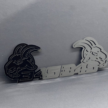 345 Angry Goat Emblem Badges (2PCS) – Aggressive Black Custom Car Fender Badge