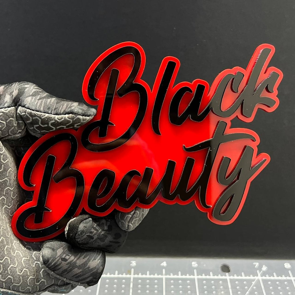 1PC Black Beauty 3D Emblem – Custom Acrylic Car Fender Trunk Badge Decal