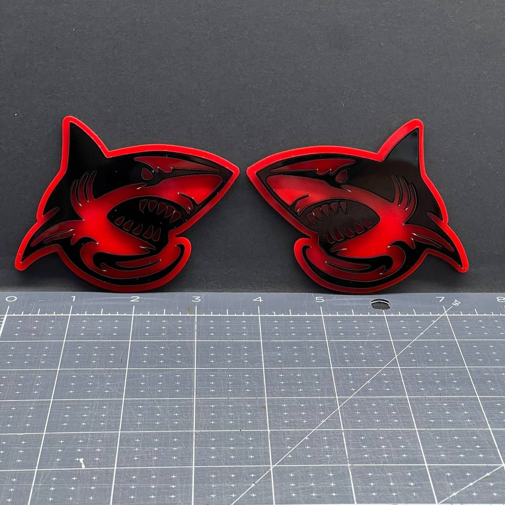 2PCS Shark Emblem Badges – 3D Aggressive Racing Style Car & Truck Fender Decals