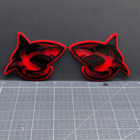 2PCS Shark Emblem Badges – 3D Aggressive Racing Style Car & Truck Fender Decals