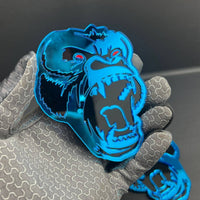 2PCS Gorilla Mirror blue Emblem Badges – Angry Fender Decals for Car/Truck