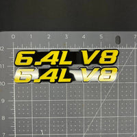 1PC 6.4L V8 Emblem – 3D Acrylic Multicolor Fender or Tailgate Car Badge Decal