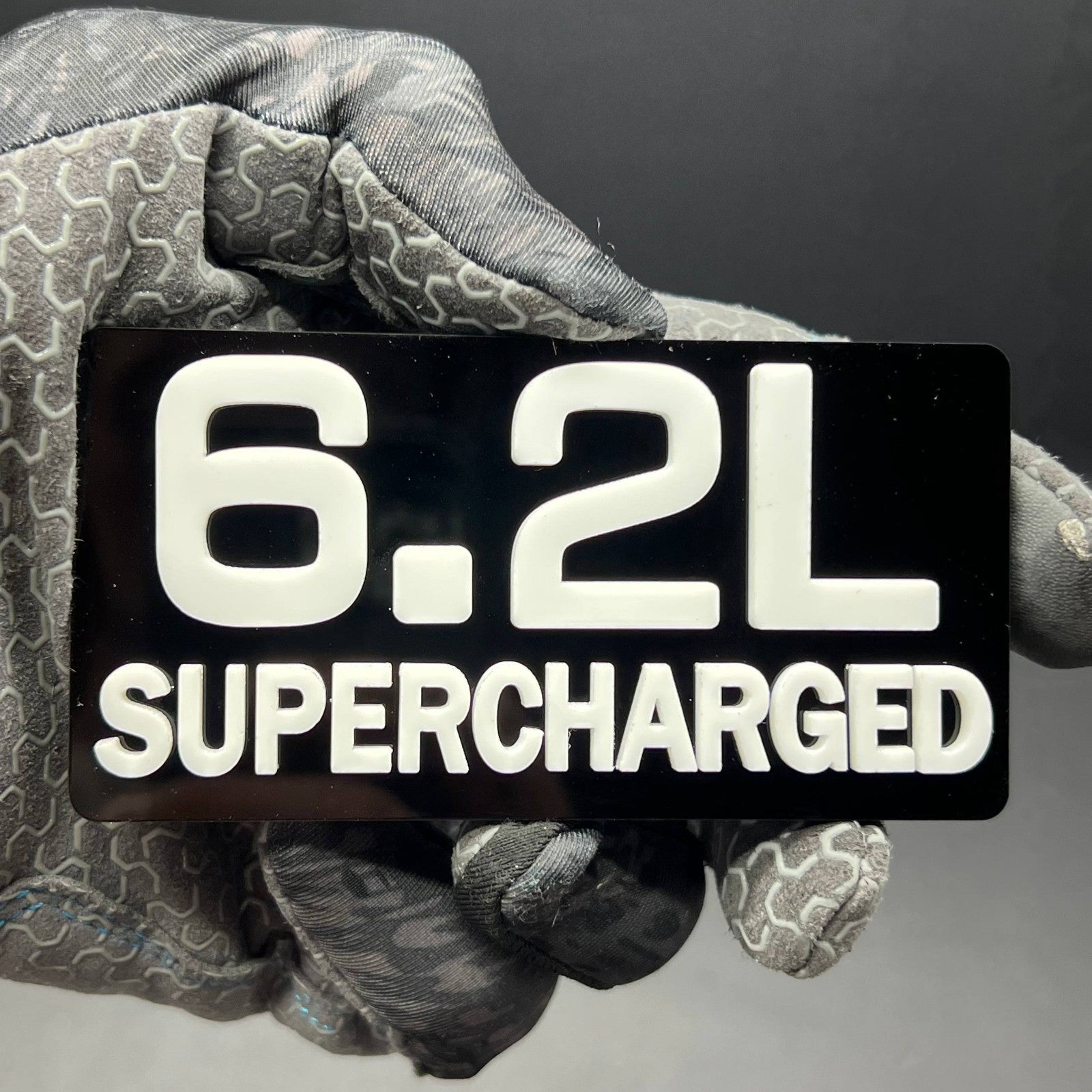1PC 6.2L SUPERCHARGED – Acrylic Tailgate or Fender Badge for Car, SUV, Truck