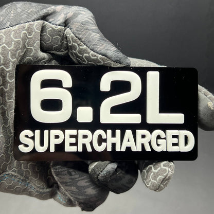 1PC 6.2L SUPERCHARGED – Acrylic Tailgate or Fender Badge for Car, SUV, Truck