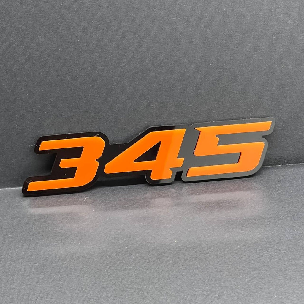 2x Orange Black 345 Hemi Emblems 345 Side Fender Badge 3D for 345 Emblem