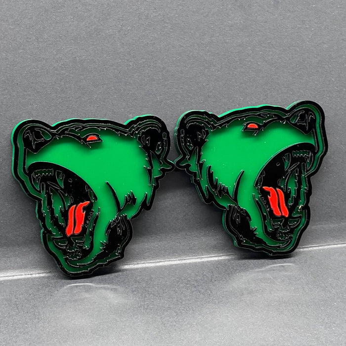 2PCS Angry Bear / Raging Bear Car & Truck Fender Emblems – Durable Acrylic