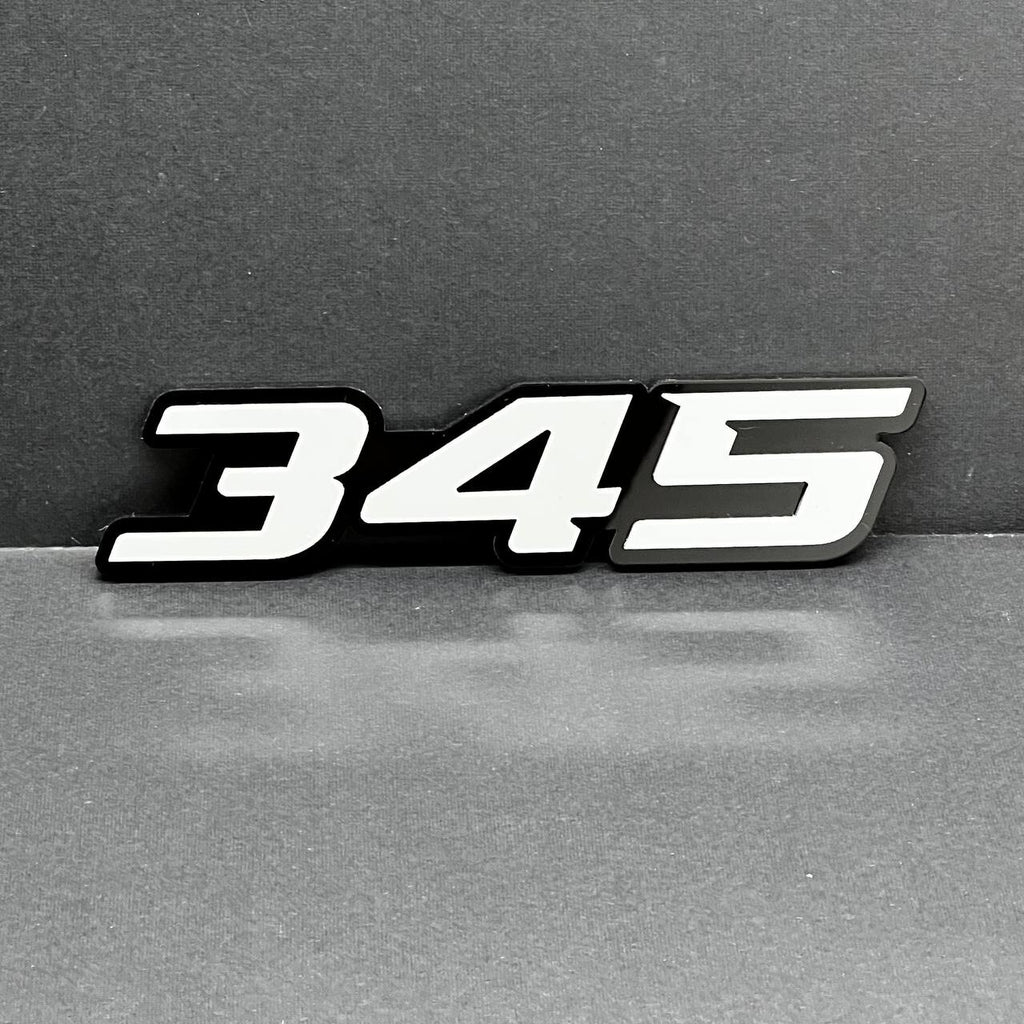 2x White black 345 Hemi Emblems 345 Side Fender Badge 3D for 345 Emblem