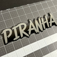 1PCS PIRANHA Emblem – Custom 3D Acrylic Multicolor Car & Truck Badge