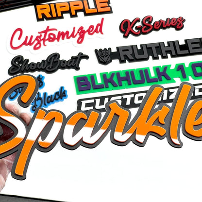 Customized Car Acrylic Emblem Badge MULTI COLOR Custom Text Names